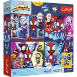 34696 Trefl Puzzle Premium Plus Kids 4 x 88 el. - Pajęczy dzień, Marvel Spidey + kolekcjonerski plakat