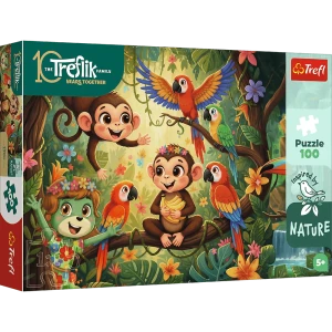 16570 Trefl Puzzle Inspired By Nature - Małpki i przyjaciele, Rodziny Treflików 100 el. 