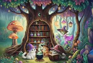 16572 Trefl Puzzle Inspired By Fantasy - Czarodziejskie kociaki, Rodziny Treflików 100 el. 