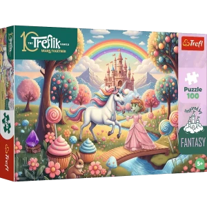 16574 Trefl Puzzle Inspired By Fantasy - Jednorożec w słodyczolandii, Rodziny Treflików 100 el. 