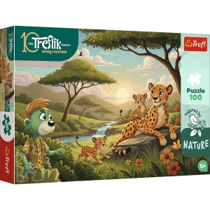 16592 Trefl Puzzle Inspired By Nature - Gepardy, Rodziny Treflików 100 el. 