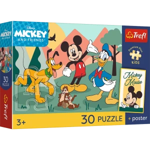 18339 Trefl Puzzle Premium Plus Kids - Bajkowe chwile, Disney + kolekcjonerski plakat 30 el.