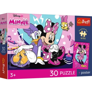 18340 Trefl Puzzle Premium Plus Kids - Radosna Minnie, Disney + kolekcjonerski plakat 30 el.