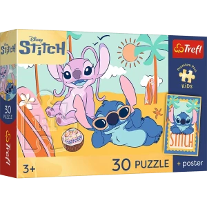 18341 Trefl Puzzle Premium Plus Kids -  Uśmiech Stitcha, Disney + kolekcjonerski plakat 30 el.