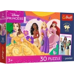 18342 Trefl Puzzle Premium Plus Kids - Księżniczki i przyjaźń, Disney + kolekcjonerski plakat 30 el.