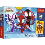 18343 Trefl Puzzle Premium Plus Kids - Spidey w akcji + kolekcjonerski plakat 30 el.