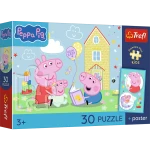18345 Trefl Puzzle Premium Plus Kids - Peppa ma plan + kolekcjonerski plakat 30 el.