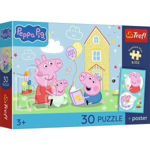 18345 Trefl Puzzle Premium Plus Kids - Peppa ma plan + kolekcjonerski plakat 30 el.