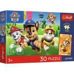 18346 Trefl Puzzle Premium Plus Kids - Psiaki w drodze + kolekcjonerski plakat 30 el.