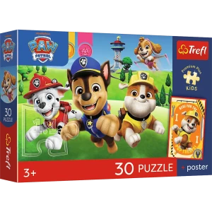 18346 Trefl Puzzle Premium Plus Kids - Psiaki w drodze + kolekcjonerski plakat 30 el.